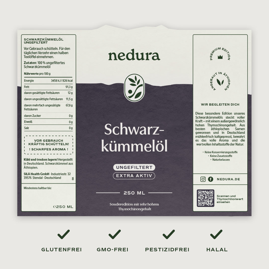 Nedura | Extra Aktiv Schwarzkümmelöl Kapseln x3