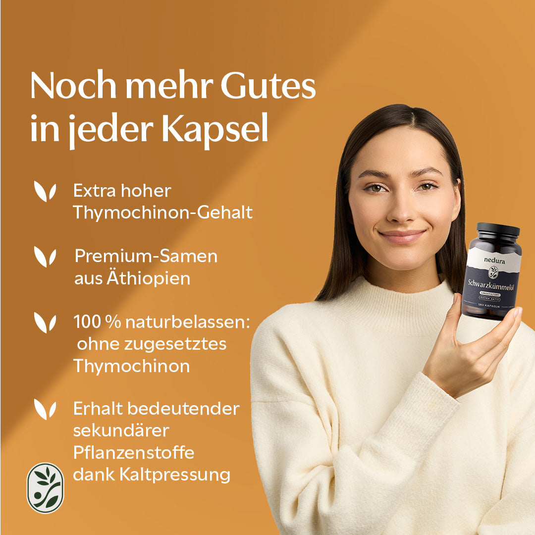 Schwarzkümmelöl Kapseln extra aktiv ungefiltert - 180 Kapseln